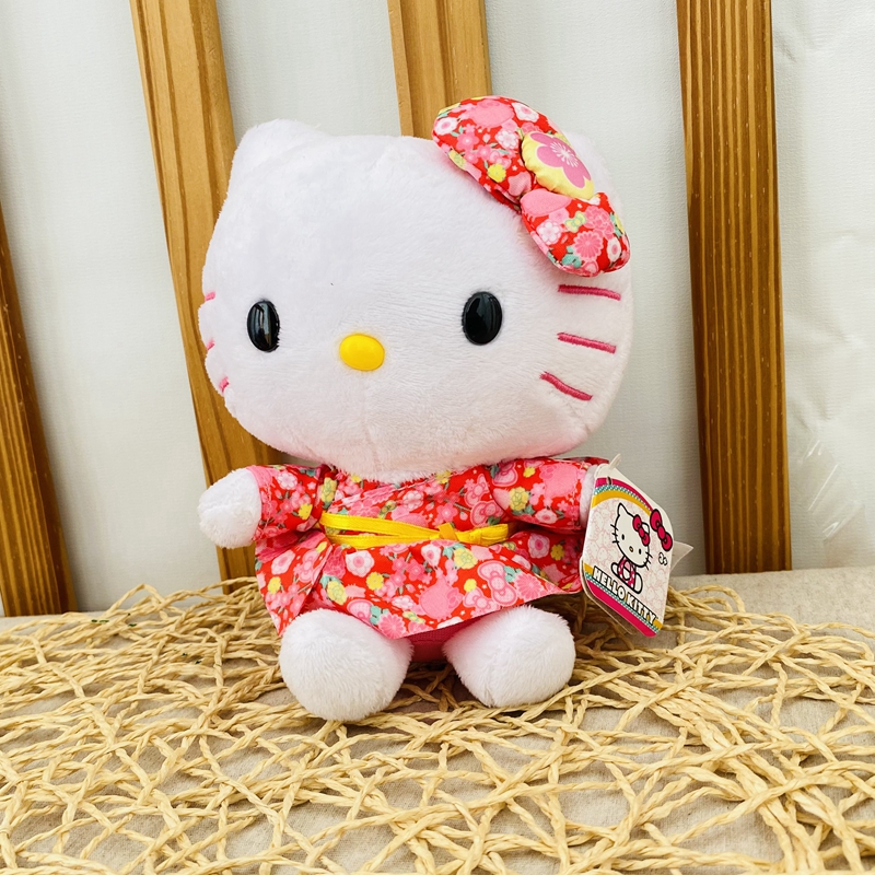 Bright-colored ClothesJapan original single SANRIO sanrio  full dress Hello Kitty eat candied gourd on a stick Plush doll Pendant Ornaments
