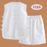 Vest nam mùa hè cotton và lanh Tang phù hợp với áo vest không tay áo rời áo cũ ngựa ổn định vest mỏng kiểu Trung Quốc - Áo vest cotton