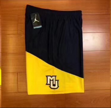 Marquette Black YellowNCAA sponsor U.S.A college student Basketball league match player motion shorts Oregon  Kentucky
