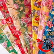 Thổ cẩm các loại vải lụa tơ tằm vải in hoa mẫu đơn sườn xám ăn mặc trang phục hàng thủ công cổ bao bì vải - Vải vải tự làm