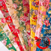 Thổ cẩm các loại vải lụa tơ tằm vải in hoa mẫu đơn sườn xám ăn mặc trang phục hàng thủ công cổ bao bì vải - Vải vải tự làm vải thun 4 chiều