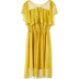 [2018] mới giá 149 nhân dân tệ mùa hè thanh lịch lá sen điểm sóng retro ngắn tay chiếc váy voan màu vàng váy đầm đẹp Sản phẩm HOT