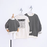 Ins super fire cha mẹ-con mặc áo len mùa xuân và mùa thu cotton terry mẹ mẫu giáo của phụ nữ mua cổ tròn một gói ba