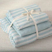 Ngủ trần sọc đơn giản Bộ đồ giường cotton Scorpio dệt kim cotton chăn bông trải giường ba hoặc bốn bộ