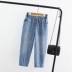 Kích thước lớn của phụ nữ chất béo MM mùa hè lỏng thường quần hậu cung chất béo chị cộng với phân bón XL stretch bảy điểm jeans quần jean ống đứng nữ đẹp Quần jean