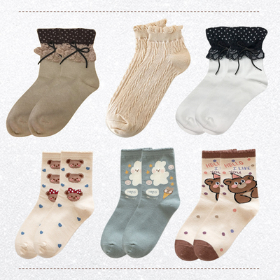 taobao agent Tide, cute Japanese cartoon knee socks for elementary school students, mid-length
