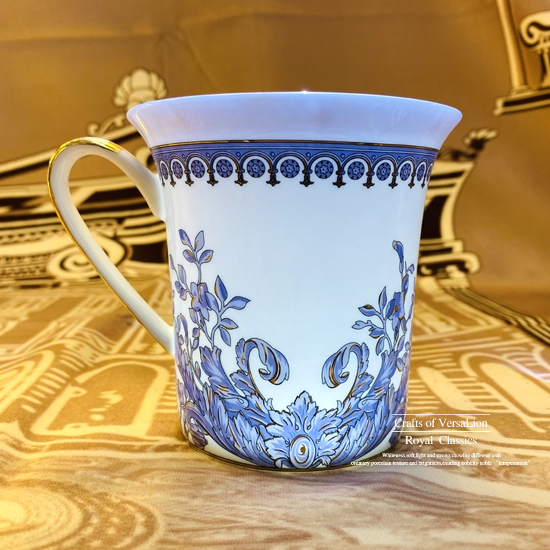 Royal Blue And White (High Quality Bone China)European style luxurious Ceramic cup new pattern ins Net red cup Medusa Mug Bone China Coffee milk cup Tea cup