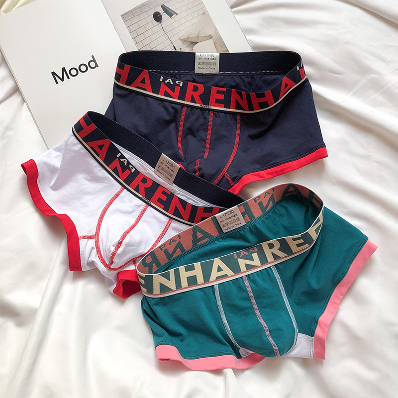 Navy + White Red + Greenman underpants pure cotton boxer personality trend motion shorts middle-waisted Four shorts summer ventilation Thin Underpants