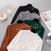 Áo len nữ dáng dài mùa thu 2018 phần mỏng của tai phiên bản Hàn Quốc của áo len đáy mùa thu áo len hoang dã