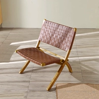 Складная бревенчатая цвет темно -коричневая седельная кожа ★ Белый восковой деревянный стул