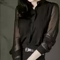 Осенняя рубашка, шифоновый сексуальный жакет, длинный рукав, 2018, в корейском стиле, европейский стиль, по фигуре