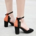 Mùa hè 2018 mới dép Baotou nữ trung và nhỏ màu tươi mới phù hợp với giày cao gót nhỏ mã khóa một điểm dày với giày nữ giày dép nữ Sandal