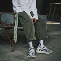 Mùa hè hip hop xu hướng quần nam và nữ phong cách Harajuku BF trung tính giản dị lỏng quần thẳng thủy triều thương hiệu quần cũ - Crop Jeans quần sooc