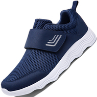 Đế mềm cho người trung niên và người già giày đi bộ giày nam lưới thoáng khí thể thao nam dép rỗng mùa hè quai dính không có dây giày ủng cao su đen ủng mũi sắt