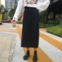 Đen cao eo đan váy mùa thu 2018 mới của phụ nữ váy Hàn Quốc phiên bản của gió lười dài phần Một từ váy thủy triều chân váy ngắn chữ a