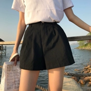 2018 mùa hè mới Hàn Quốc phiên bản của eo cao là mỏng bán đàn hồi eo quần âu sinh viên hoang dã quần chân rộng quần short nữ triều
