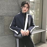 Mùa xuân mới Hàn Quốc phiên bản của chiếc nhẫn dây kéo áo khoác đồng phục bóng chày áo khoác ngắn nữ sinh viên lỏng hoang dã áo khoác ngắn triều