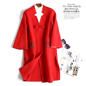 Áo len hai mặt chống mùa trong phần dài Slim vi tay áo retro khóa khóa áo len nữ MN70613