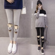 Cộng thêm phân XL phụ nữ mang thai quần legging mùa thu mới chất béo mm Phiên bản Hàn Quốc mặc quần nâng bụng rộng 200 kg