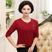 Áo sơ mi nữ dài tay mới thu đông 2018 phiên bản Hàn Quốc áo thun cotton rộng rãi cho mẹ trung niên đầm đáy rộng