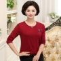 Áo sơ mi nữ dài tay mới thu đông 2018 phiên bản Hàn Quốc áo thun cotton rộng rãi cho mẹ trung niên đầm đáy rộng áo kiểu nữ tuổi 50
