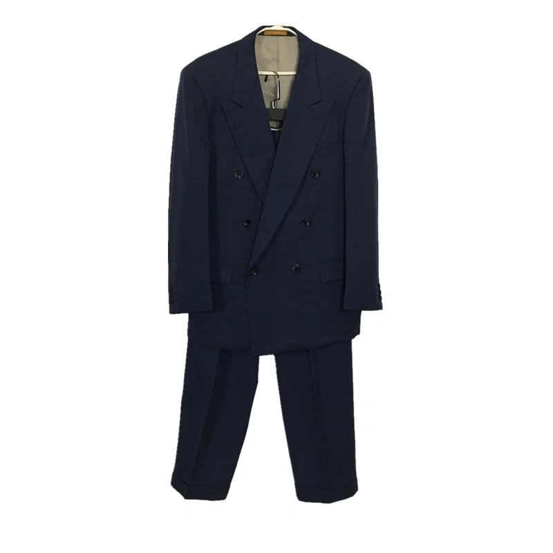 vintage cổ điển Pháp phù hợp với len bầu trời màu xanh đôi ngực phù hợp với retro giản dị x2230 - Suit phù hợp