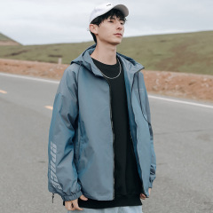 衣服男裝2020秋季新款炫彩連帽夾克反光字母印花8A20KM外套