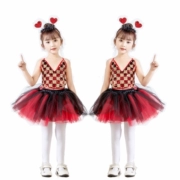 Trẻ Em Trang Phục Lông Tơ Gạc Váy Liuyi Mẫu Giáo Trang Phục Biểu Diễn Múa Bé Gái Kim Sa Lấp Lánh Jazz Nhảy Hiện Đại Đỏ