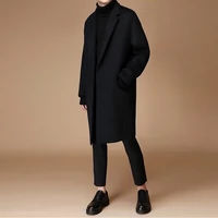 2017 mùa thu và mùa đông dài tối khóa áo len nam Hàn Quốc phiên bản lỏng mỏng hai mặt áo len cashmere triều áo khoác da nam