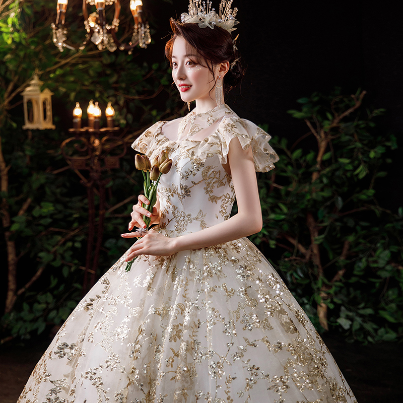 Wedding dress for princess, open shoulders, french style