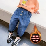 Пуховик подходит для мужчин и женщин, флисовые джинсы с начесом, детские штаны, 2020, в корейском стиле, в западном стиле