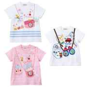 Mikiumkee2019 mùa hè mới MIKI quần áo nam và nữ trẻ em Nhật Bản cotton kỳ nghỉ công viên giải trí tay áo ngắn - Áo thun