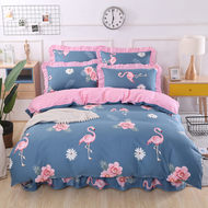 Mùa xuân, mùa hè, mùa thu và mùa đông giường bông váy giường bìa bốn bộ bộ đồ giường cotton 1.2 1.5 1.8 2 m