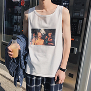 Spore Tháng Sáu in ấn sáng tạo vest men loose thể thao áo mùa hè mồ hôi vest Hàn Quốc phần mỏng không tay T-Shirt