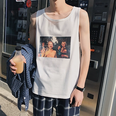 Spore Tháng Sáu in ấn sáng tạo vest men loose thể thao áo mùa hè mồ hôi vest Hàn Quốc phần mỏng không tay T-Shirt áo lót thể thao  Lót