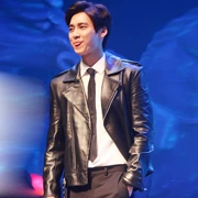 Li Yifeng với bộ quần áo nam boy xe máy da nam phiên bản Hàn Quốc của chiếc áo khoác da tự tu PU