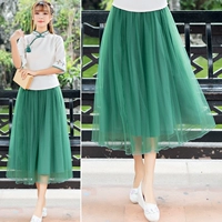 Xuân hè 2019 mới nhỏ phiên bản Hàn Quốc tươi tắn của váy liền thân lưới ba màu chống phồng màu trong suốt - Váy chân váy dài hàn quốc