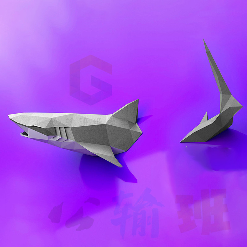 Pearlescent Silver Grey100cm  shark large dormitory a living room Porch  technology DIY ocean animal Wall hanging decorate