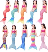 Cô gái váy nàng tiên cá đuôi công chúa áo tắm bãi biển váy trẻ em trang phục đồ bơi người lớn trẻ em ba bộ - Đồ bơi trẻ em
