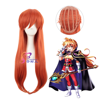 taobao agent Fenne's orange slightly curled long straight straight straight shows the magic guide Lina Inbas Anime COSPLAY wig