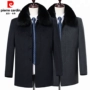 Áo khoác len nam Pierre Cardin trung niên mùa thu và mùa đông dày Nizi áo khoác len dài áo lạnh nam