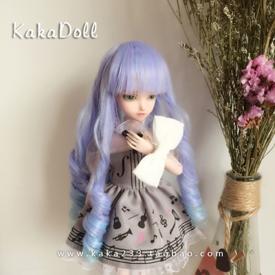 taobao agent Special] Qi Liu Hai's small roll long wig purple gradient BJD/AZ/OB/Keer/Barbie doll