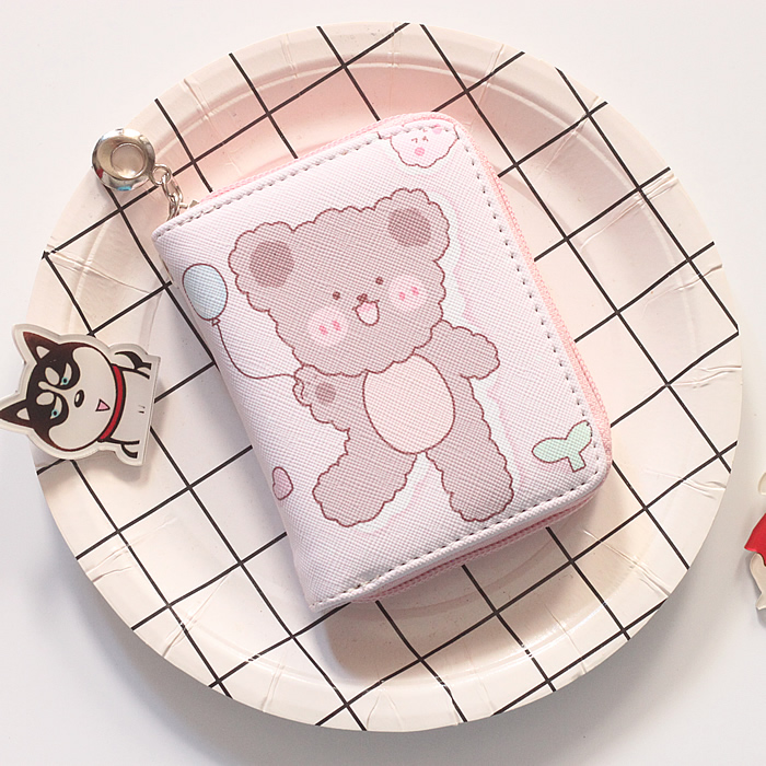 Mini Purse With Balloon BearKorean version have cash less than that is registered in the accounts zipper wallet lovely Cartoon rabbit Bear fresh schoolgirl Small Mini coin purse ins