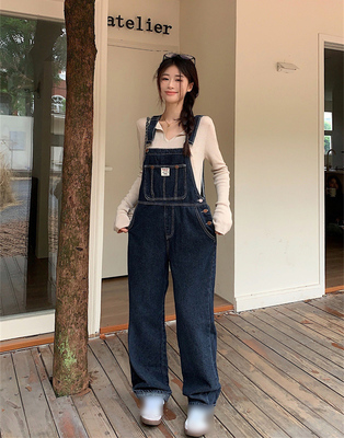taobao agent Retro denim design suspenders, plus size, autumn, trend of season, fitted