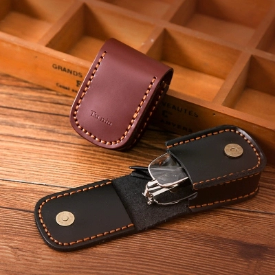 Портативные маленькие кожаные очки ручной работы, воловья кожа, DIY, из натуральной кожи