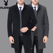 Áo len cashmere cổ điển Playboy nam cổ áo trung niên dài cộng với áo len len dày len
