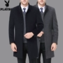 Áo len cashmere cổ điển Playboy nam cổ áo trung niên dài cộng với áo len len dày len áo Vest dạ nam
