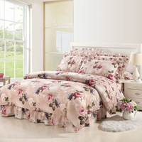 Đầm bông nhồi bông váy bốn mảnh cotton trải giường trải giường 1.2 1.5 1.8 2.0 mét gối mền 2 trong 1