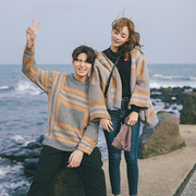 Mùa đông iFashion mới phong cách châu Âu và Mỹ mô hình hình học những người yêu thích retro áo len Hàn Quốc phiên bản của triều nam áo len dệt kim áo khoác