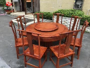 Gỗ gụ nội thất gỗ hồng mộc Miến Điện gỗ hồng mộc Ming phong cách cổ tròn bàn chính thức mũ bàn ăn kết hợp đơn giản - Bộ đồ nội thất